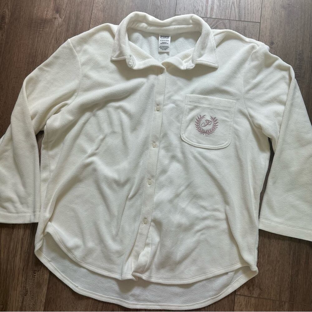 Victoria’s Secret PINK Cream Fleece 2pc. Pajama Set‎ with Embroidered Pocket, XL - Picture 3 of 12